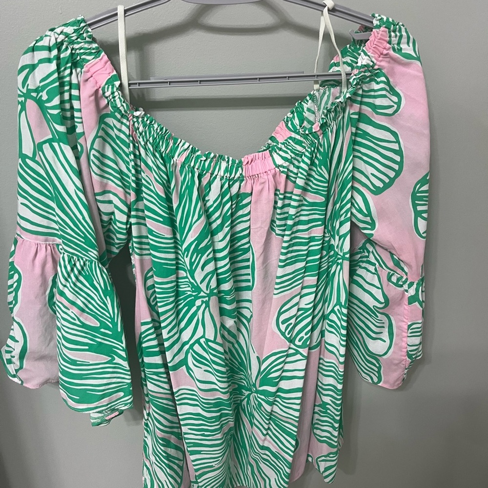 Lilly Pulitzer Pink Tunic with Green Tropical Print